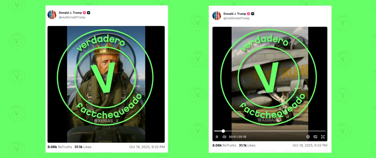 Sí, es verdadero que Trump compartió otro video generado con IA en el que pilotea un jet como “Rey Trump”